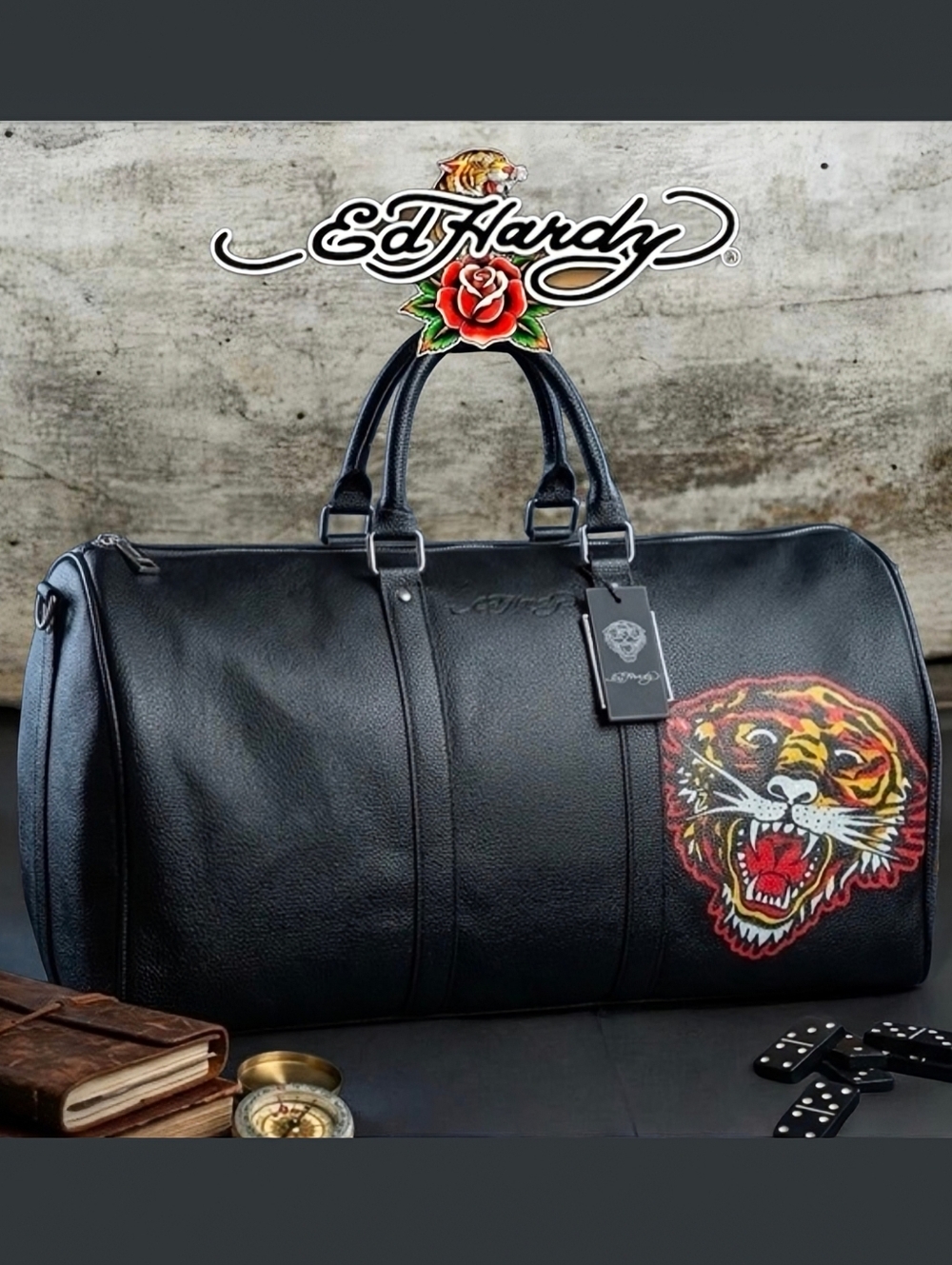 🐅 Ed Hardy Roaring Tiger Black Duffle Weekend Bag